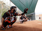Catcher Buster Posey, seen here during a spring training workout Sunday, has been told by the San Francisco Giants that he should avoid blocking home plate. Posey broke his leg on a scoring play at the plate last season. Catcher Buster Posey, seen here during a spring training workout Sunday, has been told by the San Francisco Giants that he should avoid blocking home plate. Posey broke his leg on a scoring play at the plate last season.