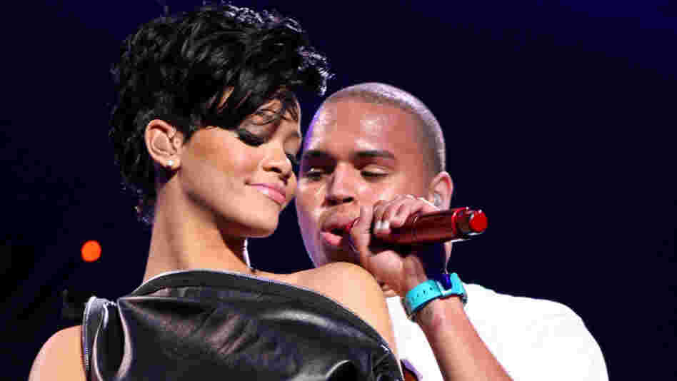 Rihanna and Chris Brown perform together in December 2008.