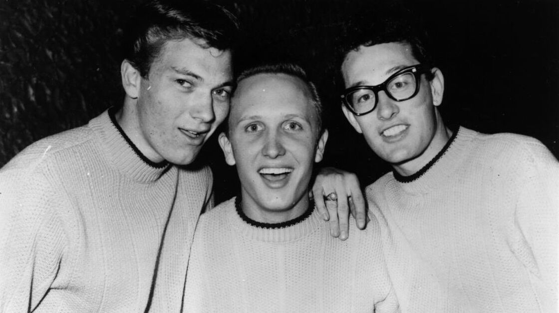 Buddy Holly, right, with his group The Crickets, Jerry Allison and Joe Mauldin.
