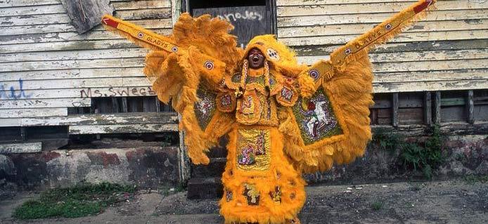 A portrait of a Mardi Gras Indian