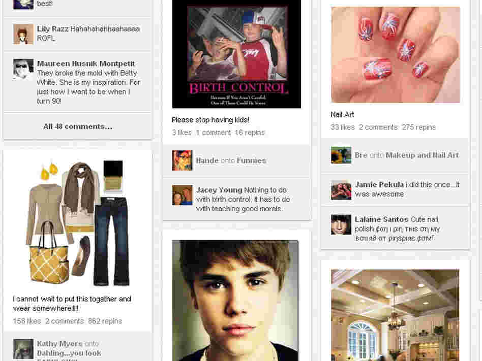 A visit to the Pinterest homepage typically reveals images of makeup, women's fashions — and the occasional "pin" of Justin Bieber.