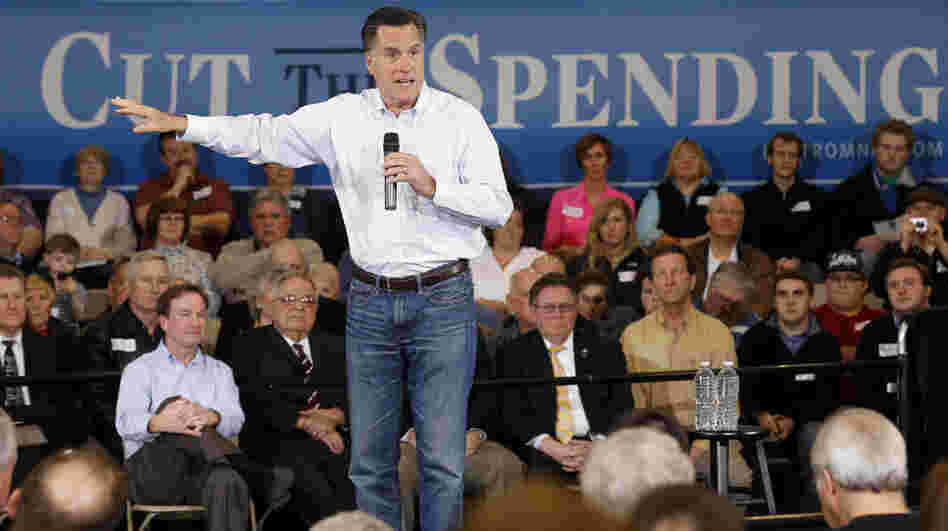 Republican presidential candidate Mitt Romney speaks at a town hall meeting at Eagle Manufacturing Corp. in Shelby Township, Mich., on Tuesday.