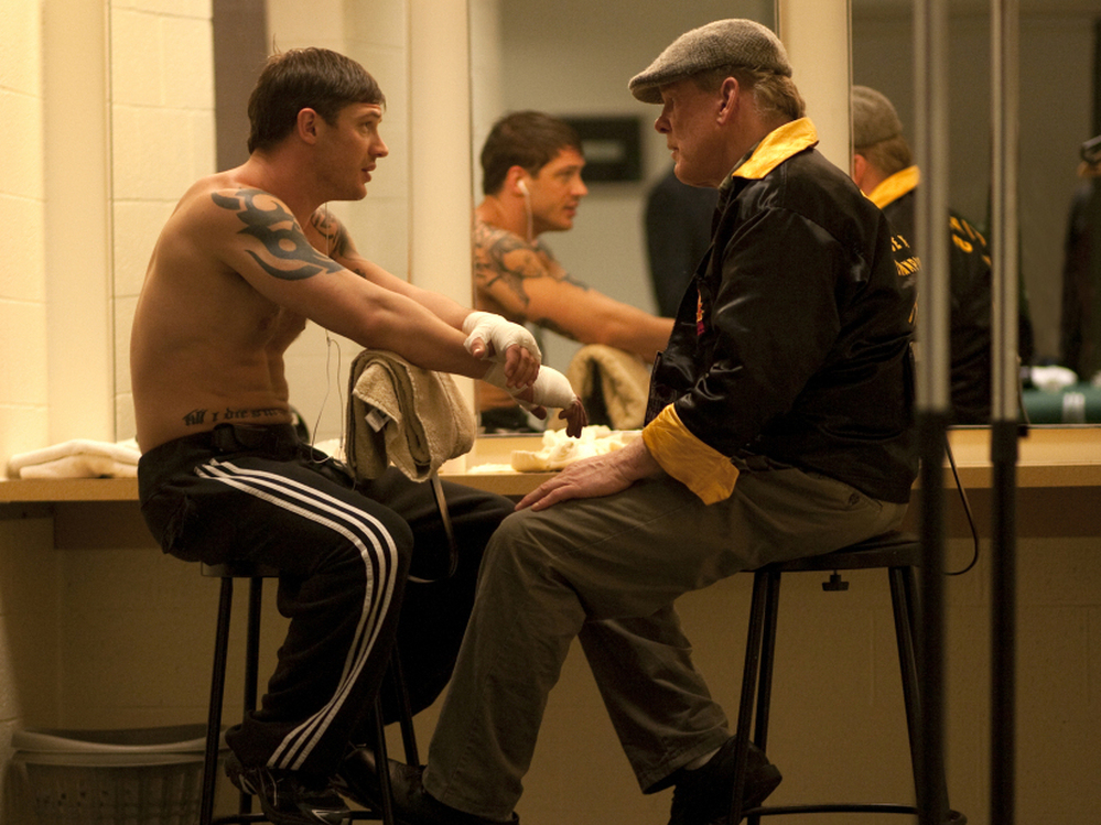 Tom Hardy and Nick Nolte in Warrior.