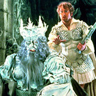 Orpheus makes his way through the underworld, in Jean-Pierre Ponnelle's production of one of the first operas, Monteverdi's L'Orfeo, from 1607. Orpheus makes his way through the underworld, in Jean-Pierre Ponnelle's production of one of the first operas, Monteverdi's L'Orfeo, from 1607.