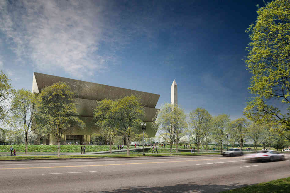 An architectural rendering of the Smithsonian's National Museum of African American History and Culture, which is expected to open on the National Mall in Washington, D.C., in 2015. 
