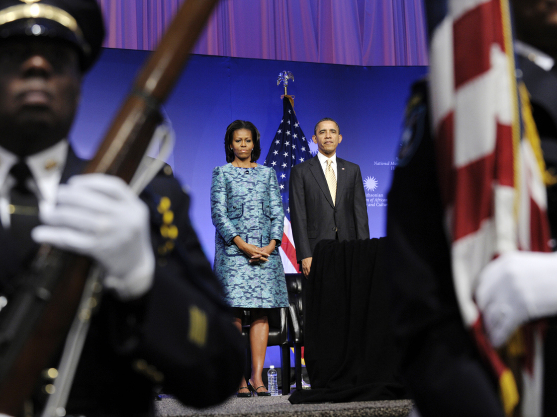 President Barack Obama and first lady Michelle Obama attend the museum's groundbreaking ceremony. "This day has been a long time coming," Obama said.