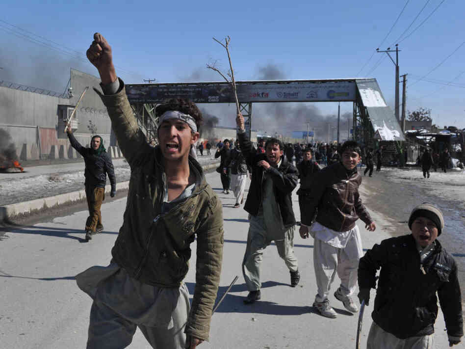 In Kabul today, demonstrators shouted anti-American slogans.