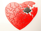 A broken heart puzzle. A broken heart puzzle.