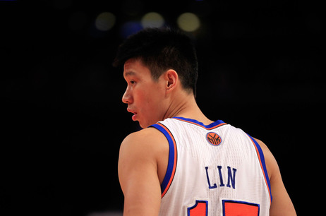 Jeremy Lin #17 of the New York Knicks looks on against the Atlanta Hawks at Madison Square Garden on Wednesday.