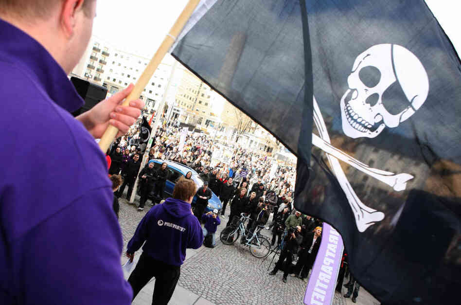 Supporters of the website The Pirate Bay, one of the world's top illegal file-sharing websites, demonstrate in Stockholm, Sweden, in 2009. Supporters of the website The Pirate Bay, one of the world's top illegal file-sharing websites, demonstrate in Stockholm, Sweden, in 2009.