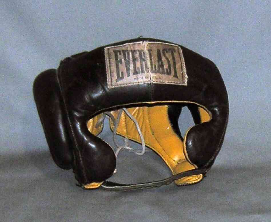 Cassius Clay's Head ProtectorThis is an Everlast head protector from the 5th Street Gym in Miami, where Clay trained for his first fight with Sonny Liston. "As soon as he defeated Sonny Liston, he announced that he became a member of the Nation of Islam, became Muhammad Ali," Bunch says.