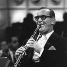 American jazz clarinettist and band leader Benny Goodman.