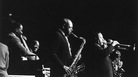 American jazz saxophonist Coleman Hawkins and jazz trumpeter Dizzy Gillespie in concert with the Cannonball Adderley Quintet, November 27th, 1960. American jazz saxophonist Coleman Hawkins and jazz trumpeter Dizzy Gillespie in concert with the Cannonball Adderley Quintet, November 27th, 1960.