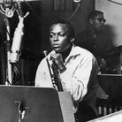 American jazz trumpeter and composer Miles Davis sits with his horn during a studio recording session, October 1959. American jazz trumpeter and composer Miles Davis sits with his horn during a studio recording session, October 1959.
