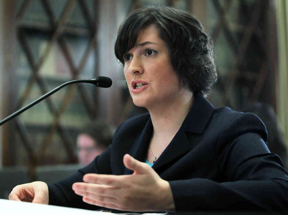 Sandra Fluke, a third-year law student at Georgetown University, testifies Thursday about contraceptives and insurance coverage during a hearing before the House Democratic Steering and Policy Committee.