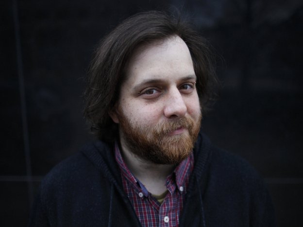 Poet Craig Morgan Teicher poses for a portrait outside of NPR in Washington, D.C., on Friday.
