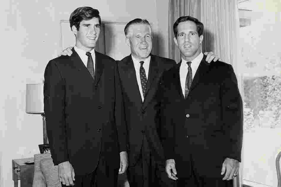 George Romney with his two sons, Mitt (left) and Scott, in an undated photo from their home in Bloomfield Hills, Mich.  