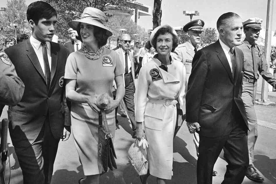 George Romney, then the governor of Michigan, walks with family members to the World's Fair in New York in May 1964. Mitt is at far left. 