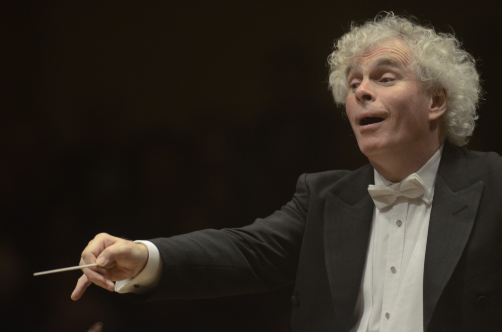 Simon Rattle at the podium -- he conducted the nearly 90-minute symphony entirely from memory.