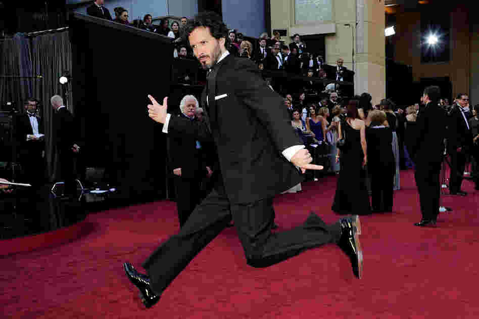 Songwriter Brett McKenzie, nominated for Best Original Song for "Man or Muppet" from The Muppets, appeared to be in high spirits. 