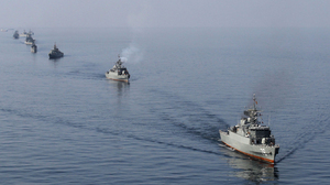 Iranian Navy boats take part in exercises in the Strait of Hormuz this past January. Amid the current tension with the West, Iran has threatened to close the strait, a major export route for oil coming from the Middle East.