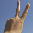Peace sign. Peace sign.
