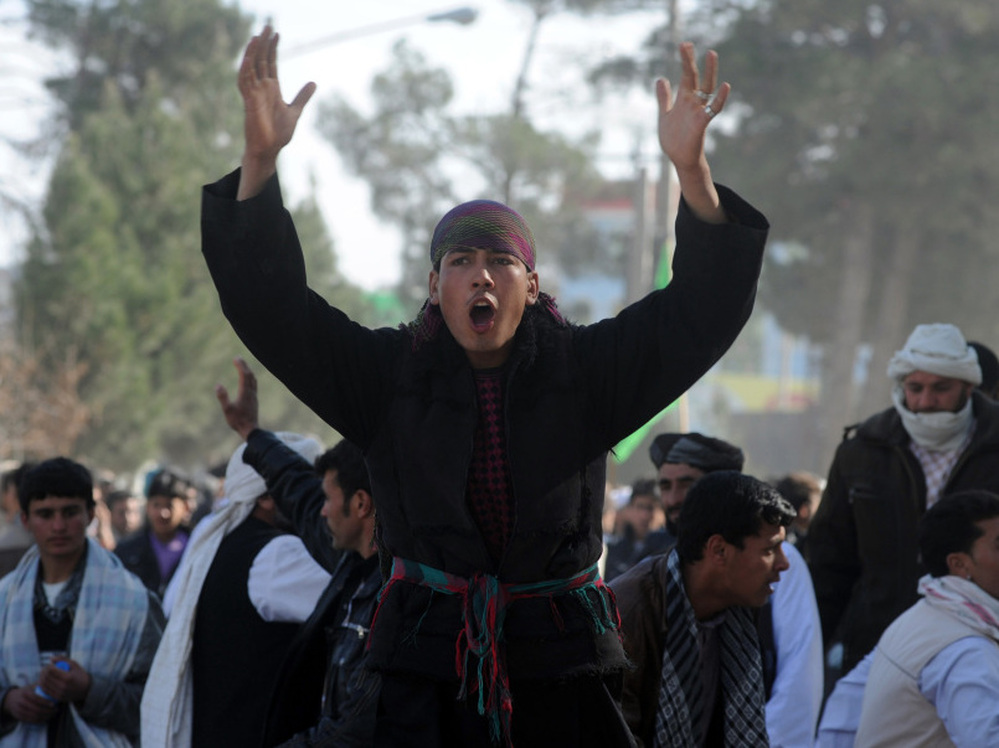 In Herat, Afghanistan, on Friday: Demonstrators shouted anti-American slogans.