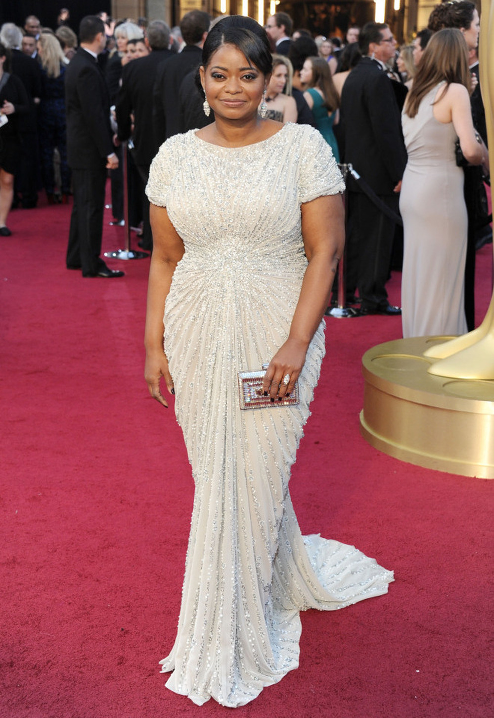 A draped and gathered Octavia Spencer. 