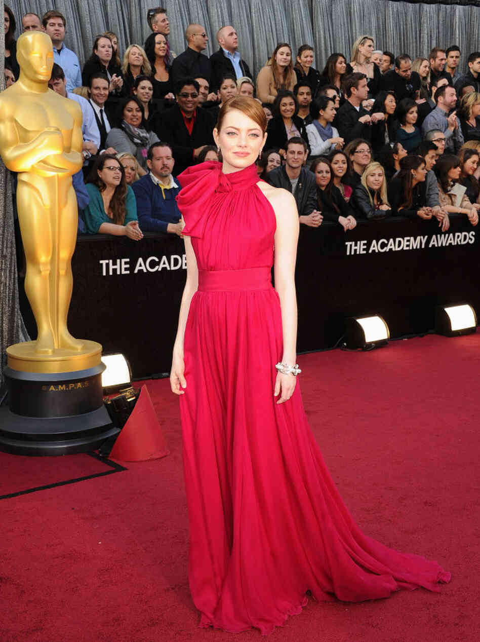 Emma Stone arrives at the 84th Annual Academy Awards in Hollywood. 