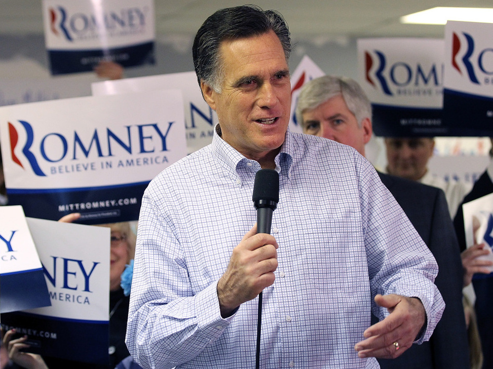 Following a visit to his Michigan campaign headquarters on Feb. 28, Mitt Romney told reporters that Republican voters should choose the party's nominee. 