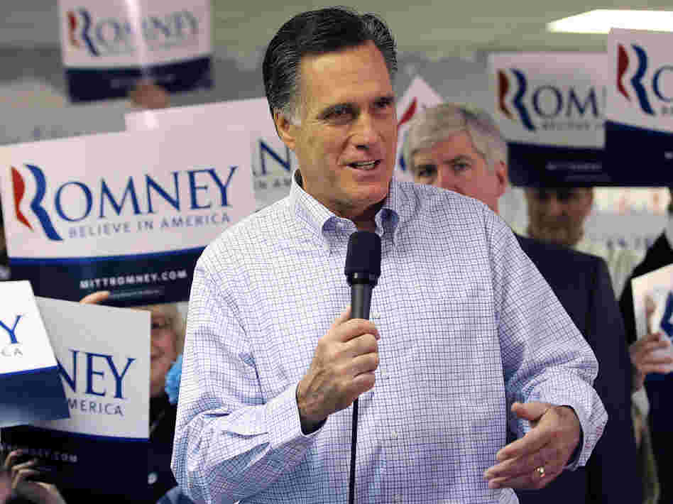 Following a visit to his Michigan campaign headquarters on Feb. 28, Mitt Romney told reporters that Republican voters should choose the party's nominee. 