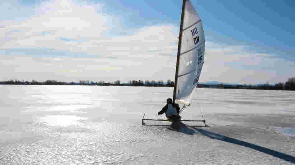 Come Sail Away: Retired high school science teacher — and adrenaline junkie — Andy Sajor rides his ice boat on a frozen Lake Champlain in New York. Perfect ice sailing conditions call for cold temperatures, a strong breeze and a thick sheet of ice — but not too much snow. Come Sail Away: Retired high school science teacher — and adrenaline junkie — Andy Sajor rides his ice boat on a frozen Lake Champlain in New York. Perfect ice sailing conditions call for cold temperatures, a strong breeze and a thick sheet of ice — but not too much snow.