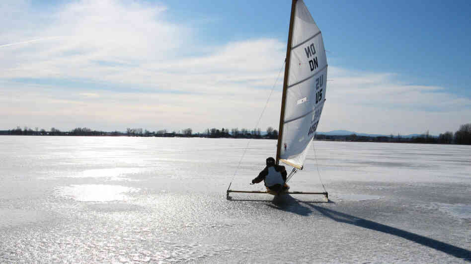 Come Sail Away: Retired high school science teacher — and adrenaline junkie — Andy Sajor rides his ice boat on a frozen Lake Champlain in New York. Perfect ice sailing conditions call for cold temperatures, a strong breeze and a thick sheet of ice — but not too much snow. Come Sail Away: Retired high school science teacher — and adrenaline junkie — Andy Sajor rides his ice boat on a frozen Lake Champlain in New York. Perfect ice sailing conditions call for cold temperatures, a strong breeze and a thick sheet of ice — but not too much snow.