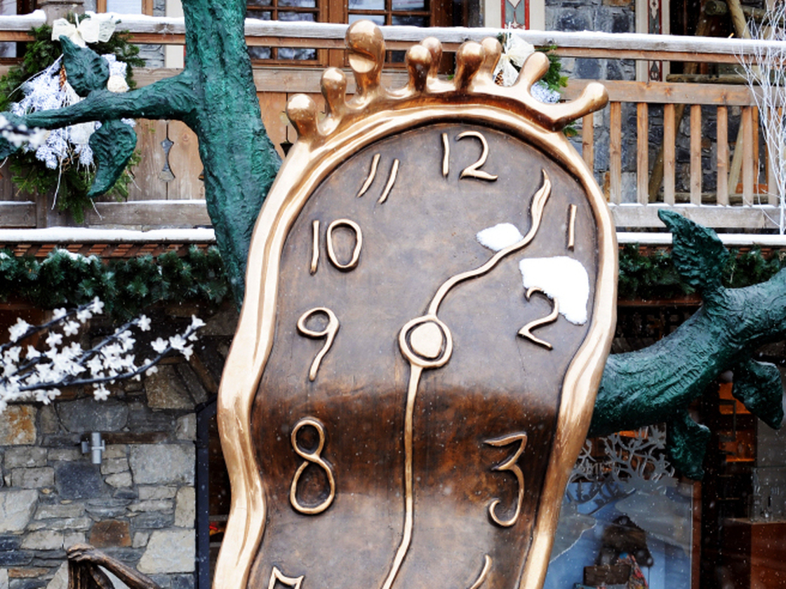 Spanish artist Salvador Dali's Persistence of Memory sculpture, displayed during an exhibition at the Courchevel ski resort in the French Savoie region, in 2010.