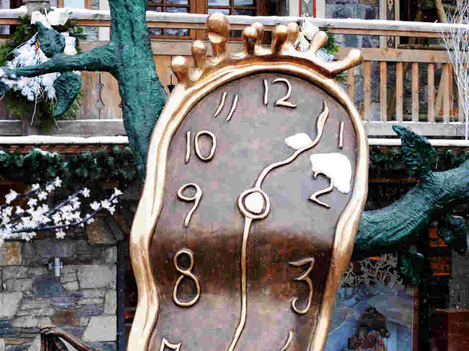 Spanish artist Salvador Dali's Persistence of Memory sculpture, displayed during an exhibition at the Courchevel ski resort in the French Savoie region, in 2010.