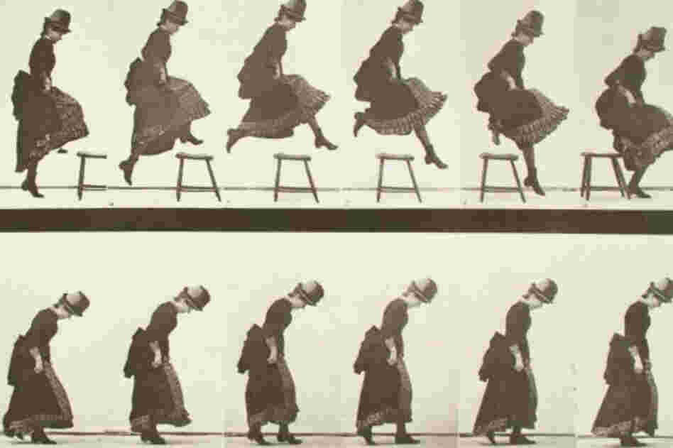 One of the many "motion" series photographs made by photographer Eadweard J. Muybridge, circa 1884-87 