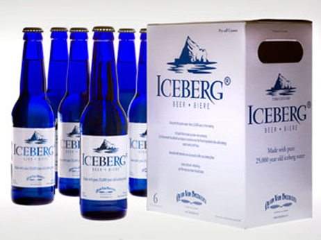 Quidi Vidi's lager is brewed with 25,000-year-old water harvested from Newfoundland's icebergs. Quidi Vidi's lager is brewed with 25,000-year-old water harvested from Newfoundland's icebergs.