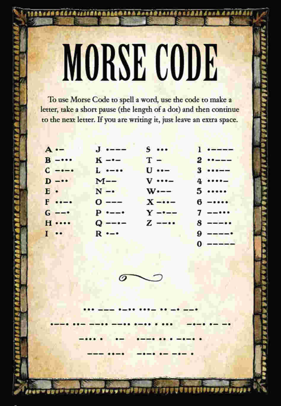 Morse Code Puzzle from The Extraordinary Education of Nicholas Benedict Activity Book. Click here to see the solution. Morse Code Puzzle from The Extraordinary Education of Nicholas Benedict Activity Book. Click here to see the solution.