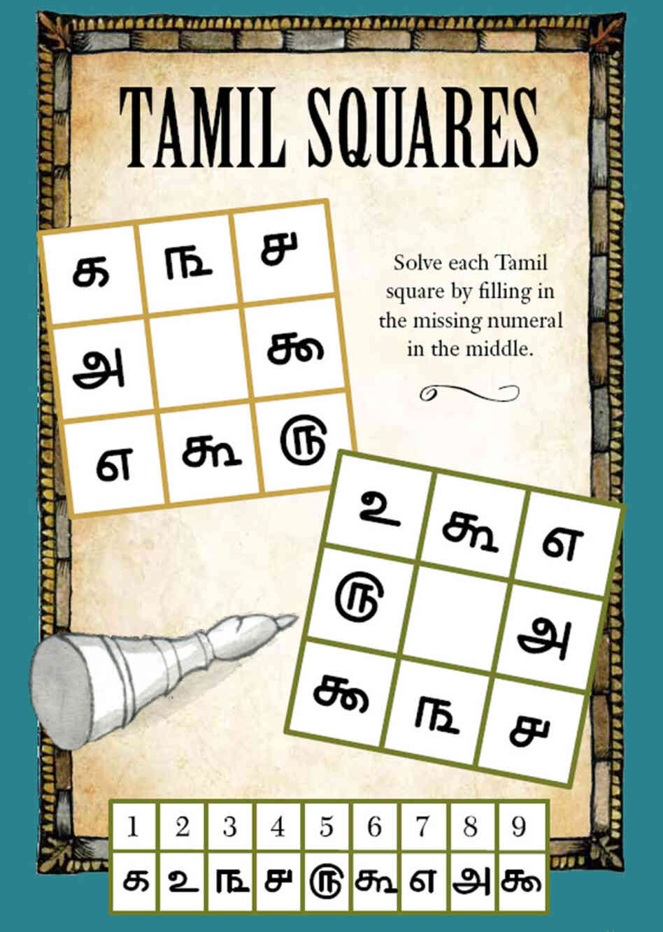 Tamil Squares Puzzle from The Extraordinary Education of Nicholas Benedict Activity Book. Click here to see the solutions. Tamil Squares Puzzle from The Extraordinary Education of Nicholas Benedict Activity Book. Click here to see the solutions.