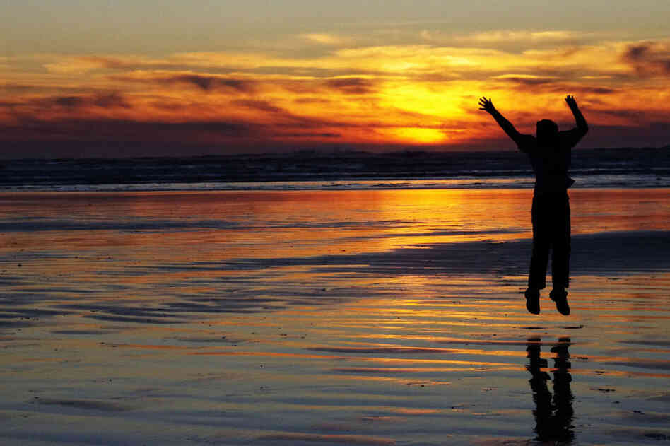 Molly Duttry, 14: This is a picture of my sister jumping in front of a sunset at Ocean Shores, Wash. The ocean is one of my favorite places in the world.