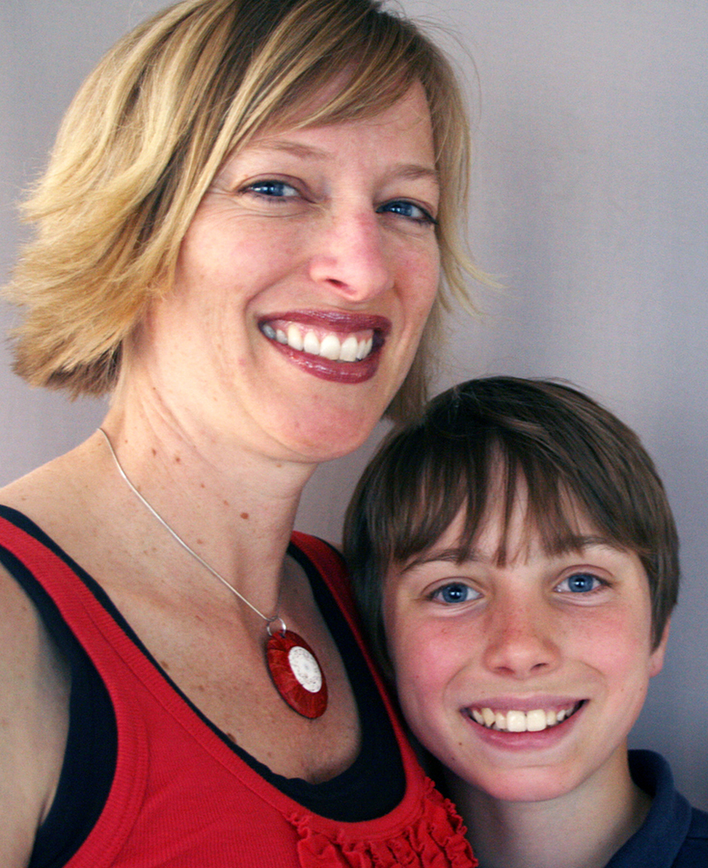 Jennifer Coursey with her son, 12-year-old Grant Coursey, at StoryCorps in Ukiah, Calif.