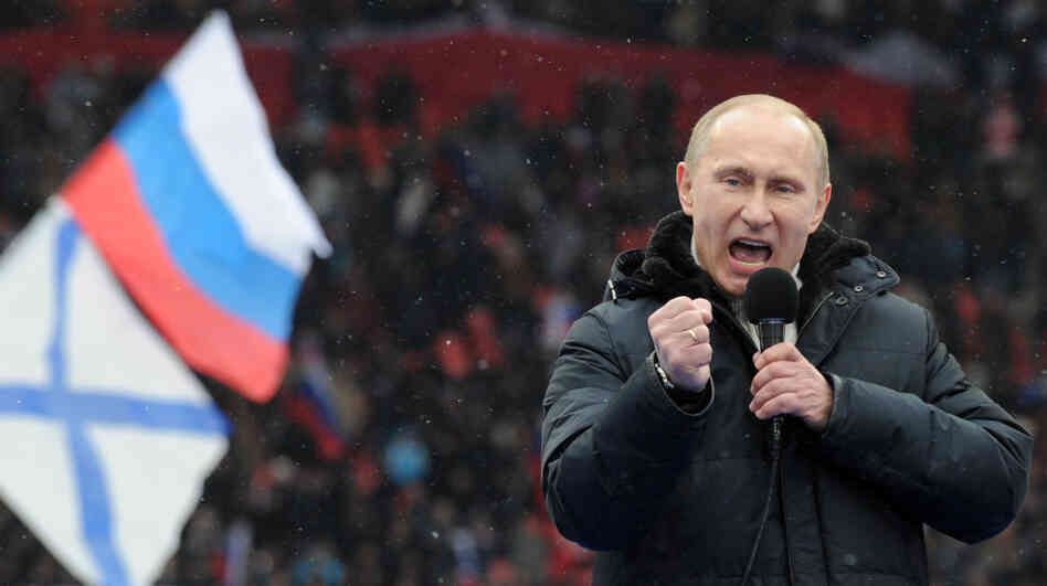 Prime Minister Vladimir Putin delivers a campaign speech during a rally of his supporters in Moscow, Feb. 23. Putin is mounting a vigorous campaign in the face of growing opposition but is expected to win Sunday's presidential elections. Prime Minister Vladimir Putin delivers a campaign speech during a rally of his supporters in Moscow, Feb. 23. Putin is mounting a vigorous campaign in the face of growing opposition but is expected to win Sunday's presidential elections.