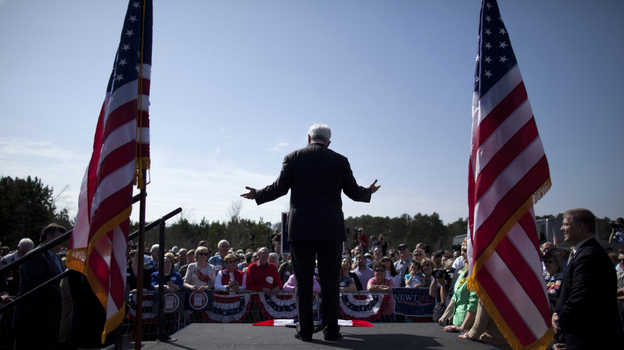 Newt Gingrich speaks in Woodstock, Ga., on Thursday. 