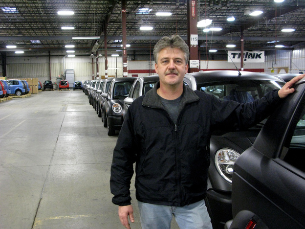 Supervisor Rodney Smith is one of only two workers still working at the Think electric car plant in Elkhart.