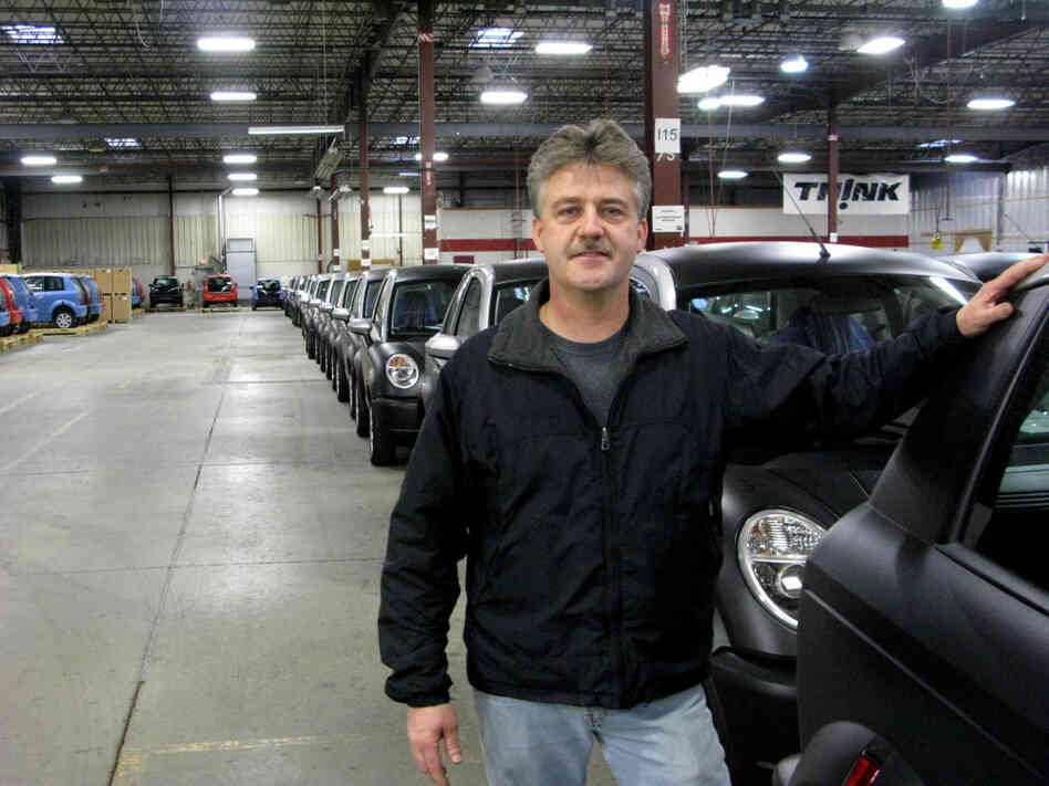Supervisor Rodney Smith is one of only two workers still working at the Think electric car plant in Elkhart.
