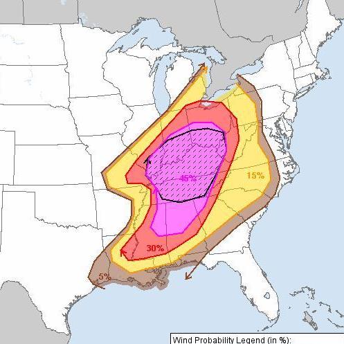 The darker the color, the worse the weather is likely to be today. 