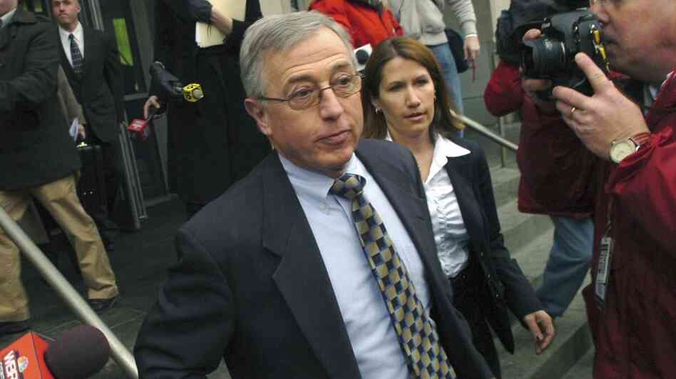 Former Judge Mark Ciavarella leaves the federal courthouse in Scranton, Pa., in 2009. Ciavarella was convicted last year of racketeering and conspiracy for taking nearly a million dollars from the developer of two for-profit prisons. 