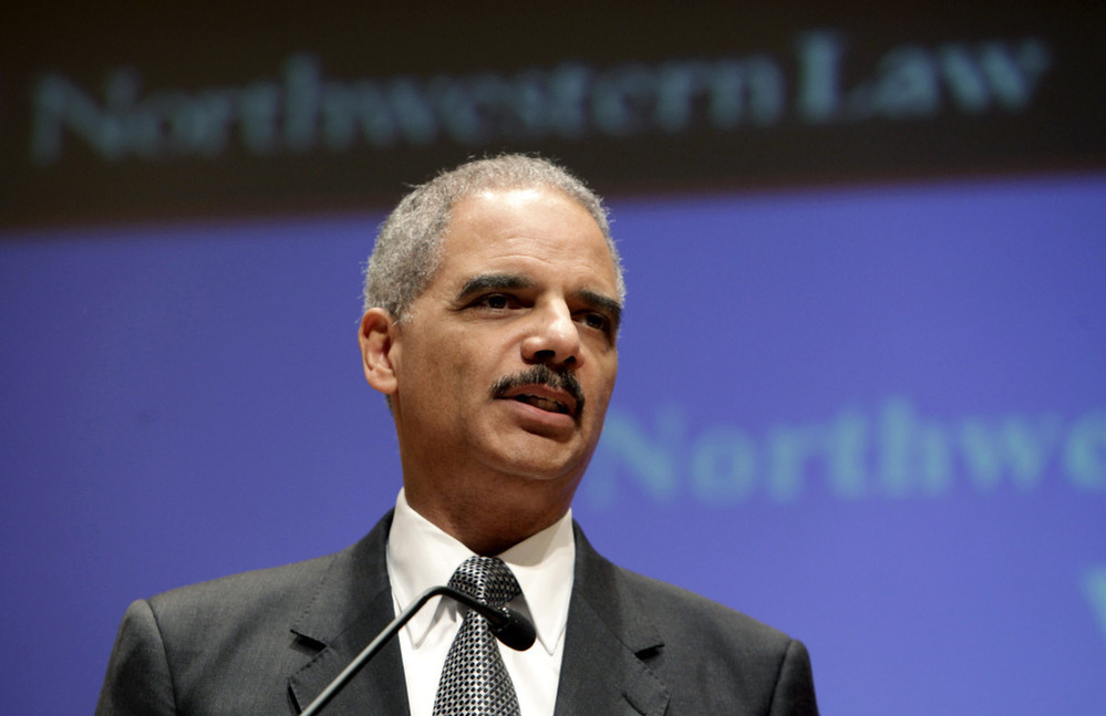 U.S. Attorney General Eric Holder gives a speech at Northwestern Law School on Monday in Chicago.