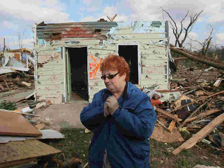In Henryville, Ind., on Sunday, Janet Clark stood outside what remains of her home, which was destroyed in Friday's tornado.