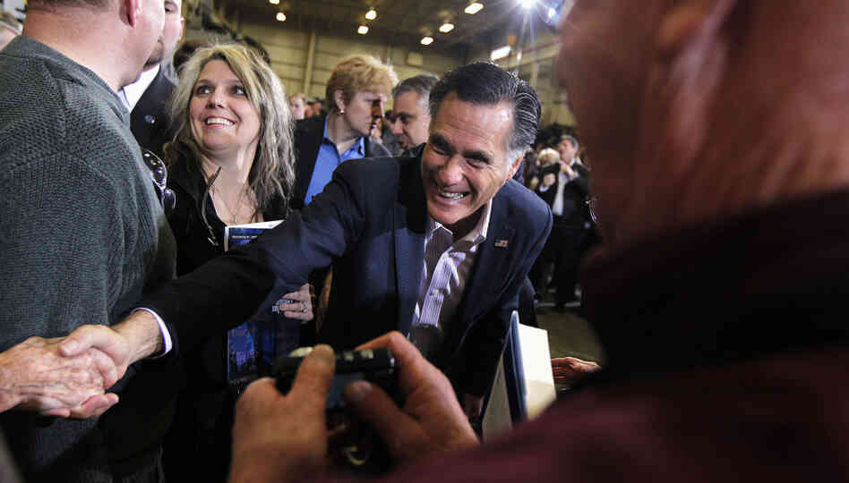 Republican presidential candidate Mitt Romney greets supporters at a town hall meeting at Taylor Winfield in Youngstown, Ohio, on Monday. Republican presidential candidate Mitt Romney greets supporters at a town hall meeting at Taylor Winfield in Youngstown, Ohio, on Monday.